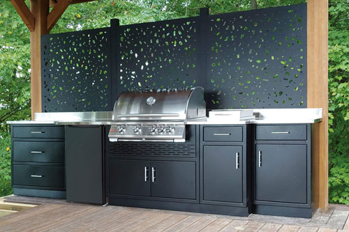 Rock Run Cabinetry Outdoor Kitchen Cabinets Glossy Black Texture